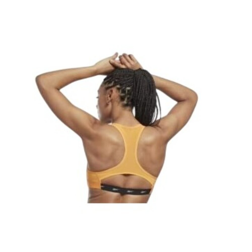 Reebok Lux Vector Racer Women's Sports Bra Orange Logo Size 4X Racerback NEW